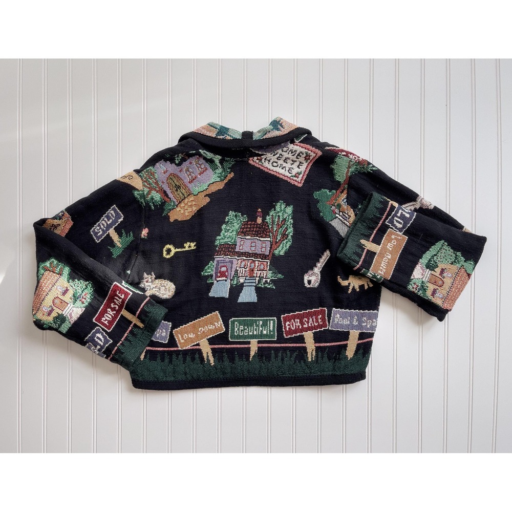 vtg It's‎ Outta The Bag Unge Potch Ket real estate cropped tapestry jacket